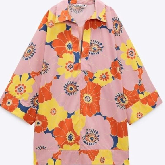 Zara Cover Up Oversize Beach Dress Tunic Size M • NEW WITH TAGS • - Picture 8 of 14